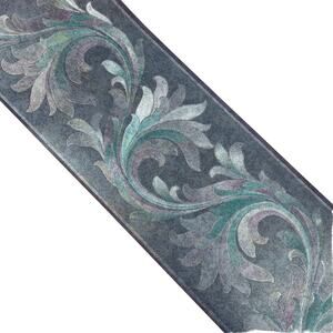 Vintage Wallpaper Border Roll Damask Scroll Irridescent Gray Purple Teal Pink